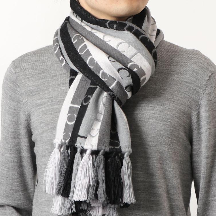 GUCCI  Grey Fashion Logo Warm Knit Scarf. 634166-4GB22 圖 4