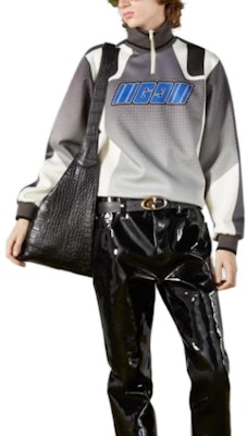 GUCCI Sweater Abu-Abu High-Neck Motif Huruf Colorblock. 761735-XJFZJ-1152 Lookbook GUCCI Sweater Abu-Abu High-Neck Motif Huruf Colorblock. 761735-XJFZJ-1152