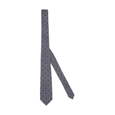 GUCCI Grey Tie with Bee Embroidery Casual Style. 456526-4E002-1160