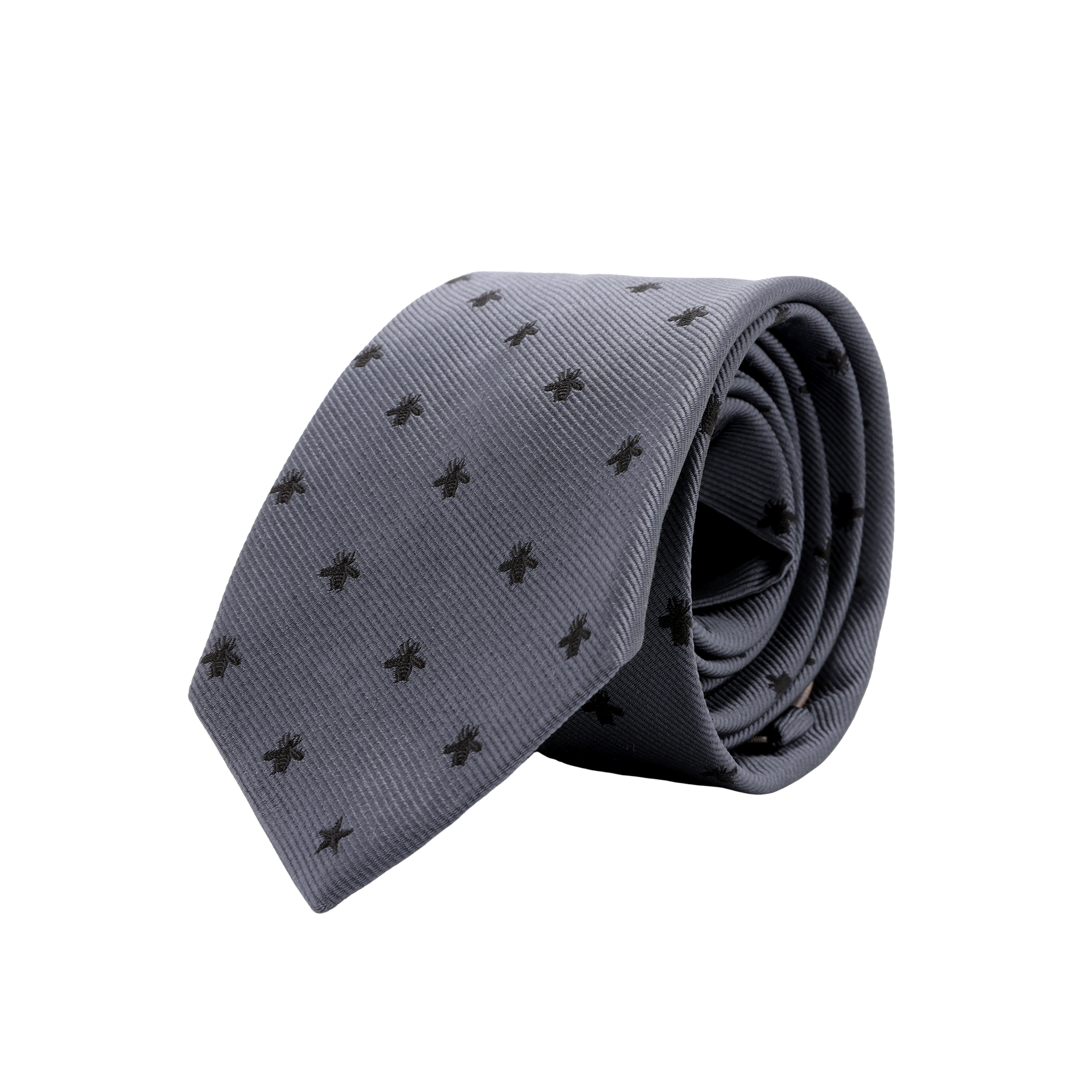 Lookbook GUCCI  Grey Tie with Bee Embroidery Casual Style. 456526-4E002-1160