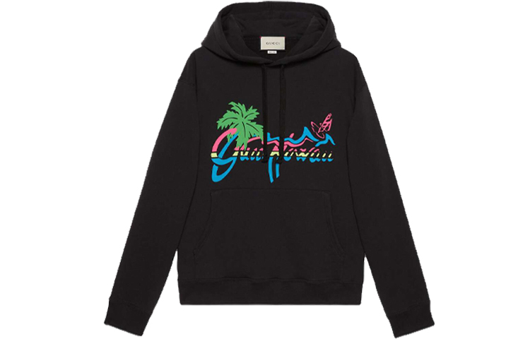 Gucci "Hawaii" Rainbow Print Hoodie Black for Men 626989-XJCSP-1142