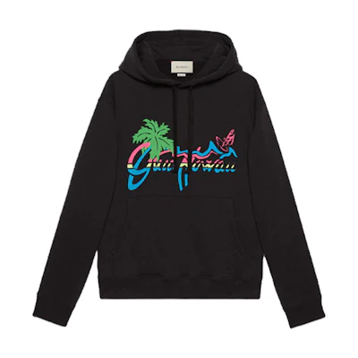 Gucci "Hawaii" Rainbow Print Hoodie Black for Men 626989-XJCSP-1142