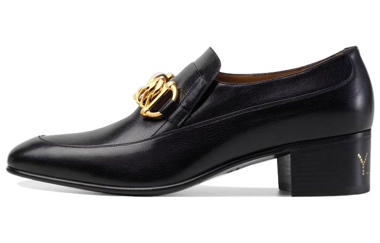 Buy Gucci 'Ice Lolly' Horsebit Rantai Kulit Loafer Tumit 'Hitam' 585860-D3V00-1000