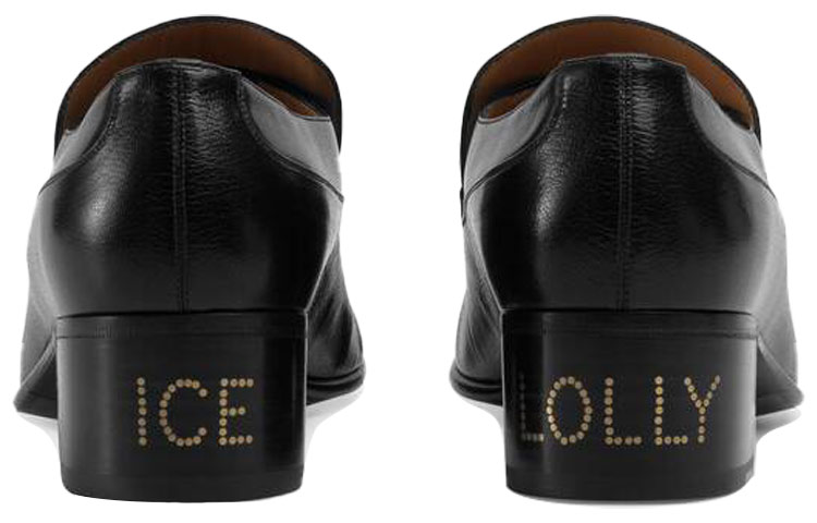 Gucci 'Ice Lolly' Horsebit Chain Leather Loafer Heels 'Black' 圖 5