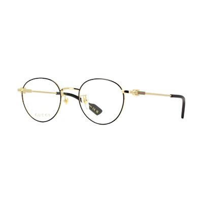 GUCCI Irregular Black Optical Glasses with Metal Frame & Stripe Detail. GG1613OJ001
