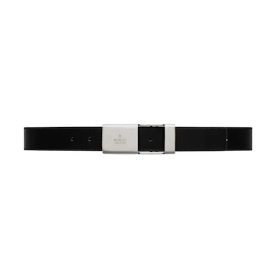 GUCCI Leather Belt with Logo Detail - Black - 3CM. 7937610YA0X