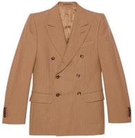 GUCCI Light Brown Solid Herringbone Double-Breasted Blazer. 671980-ZAG95-2240 GUCCI Light Brown Solid Herringbone Double-Breasted Blazer. 671980-ZAG95-2240
