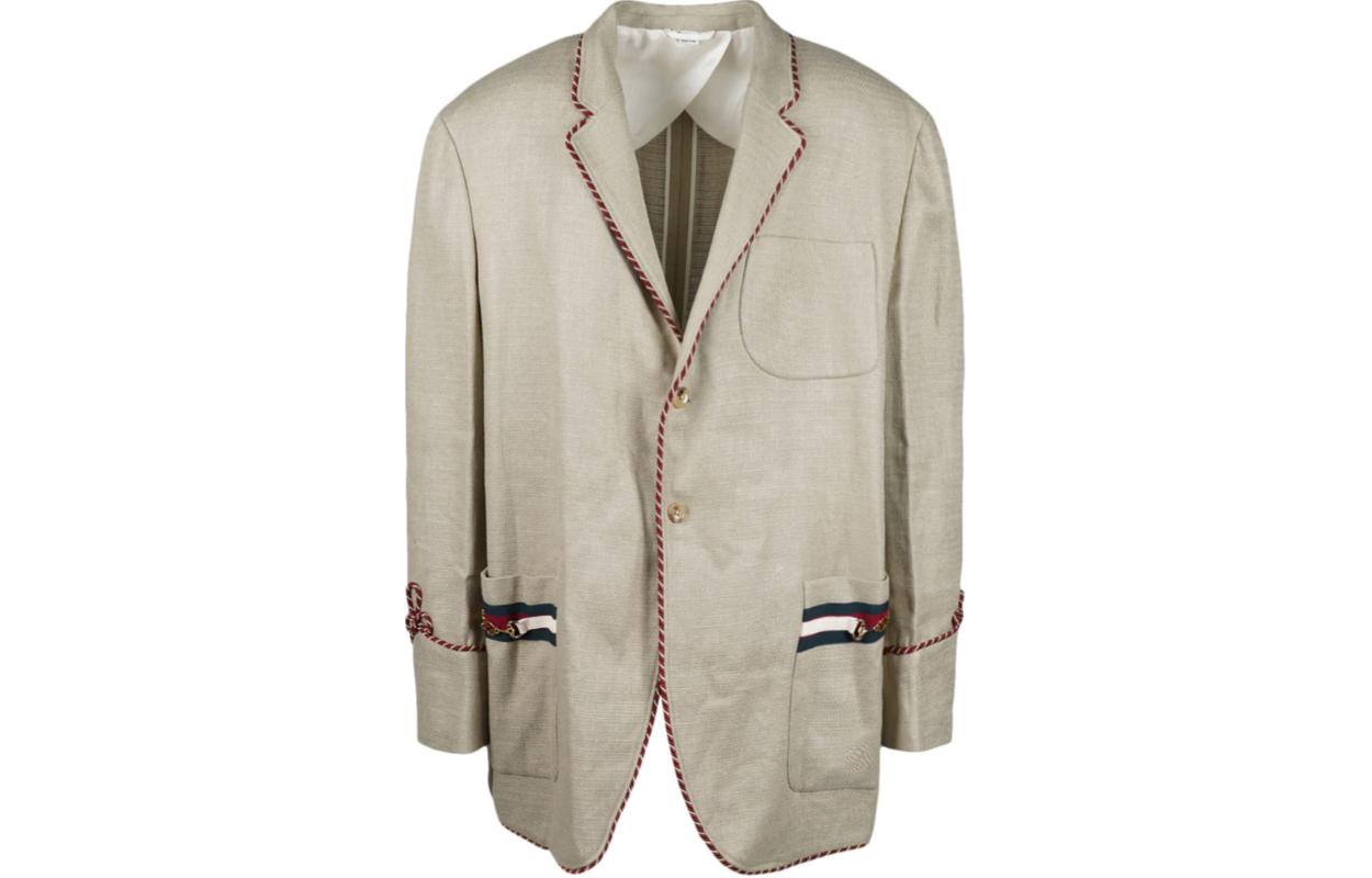 GUCCI  Loose-Fit V-Neck Single-Breasted Blazer Natural Color. 568652-Z8ADE-9966 圖 2