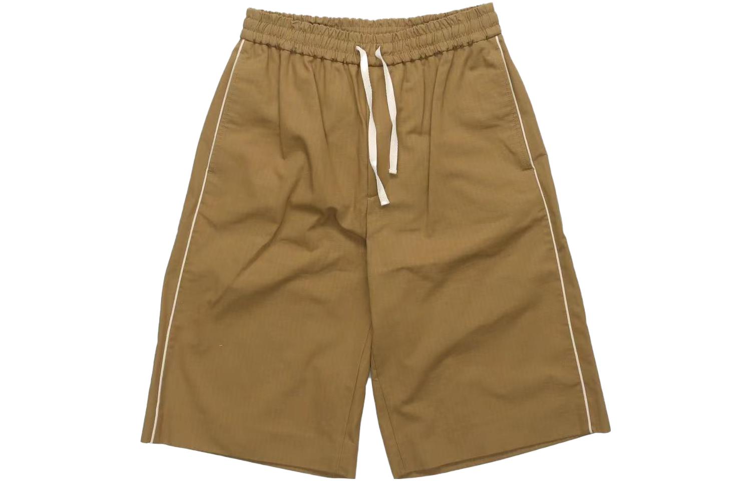 GUCCI  Mid-Rise Brown Straight-Leg Shorts with Side Stripes. 630204-ZAEP7-2109