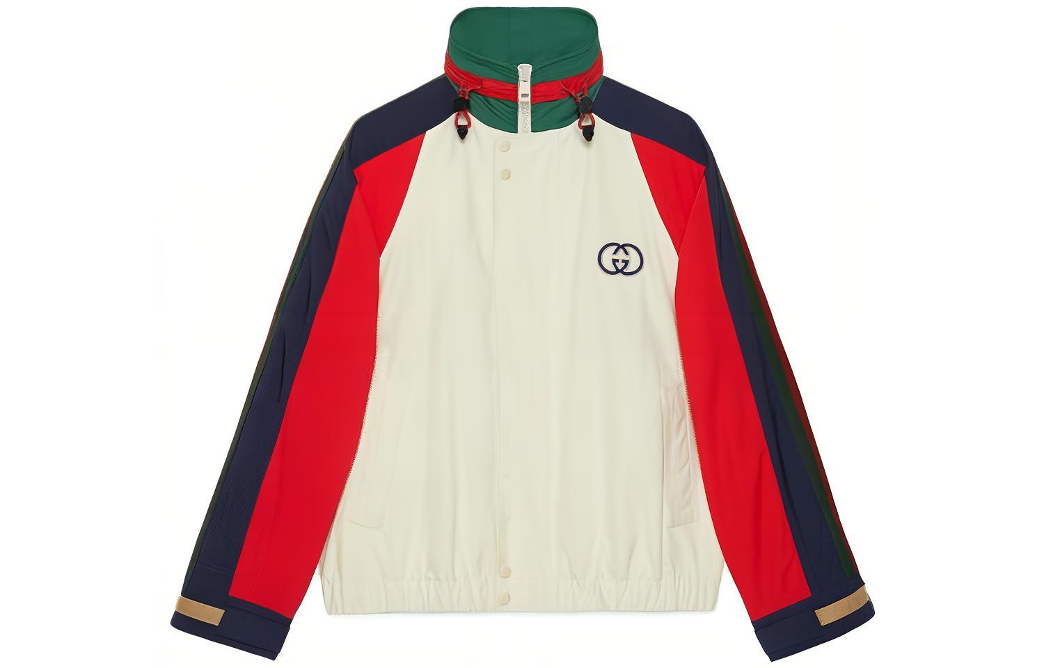 GUCCI  Multicolor High-Neck Logo Pattern Long-Sleeve Jacket. 747369 ZANYS 9791