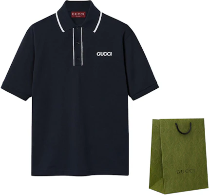 古驰 海军蓝条纹Logo印花短袖 Polo衫 806250-XJG3G-4003 Shop 古驰 海军蓝条纹Logo印花短袖 Polo衫 806250-XJG3G-4003