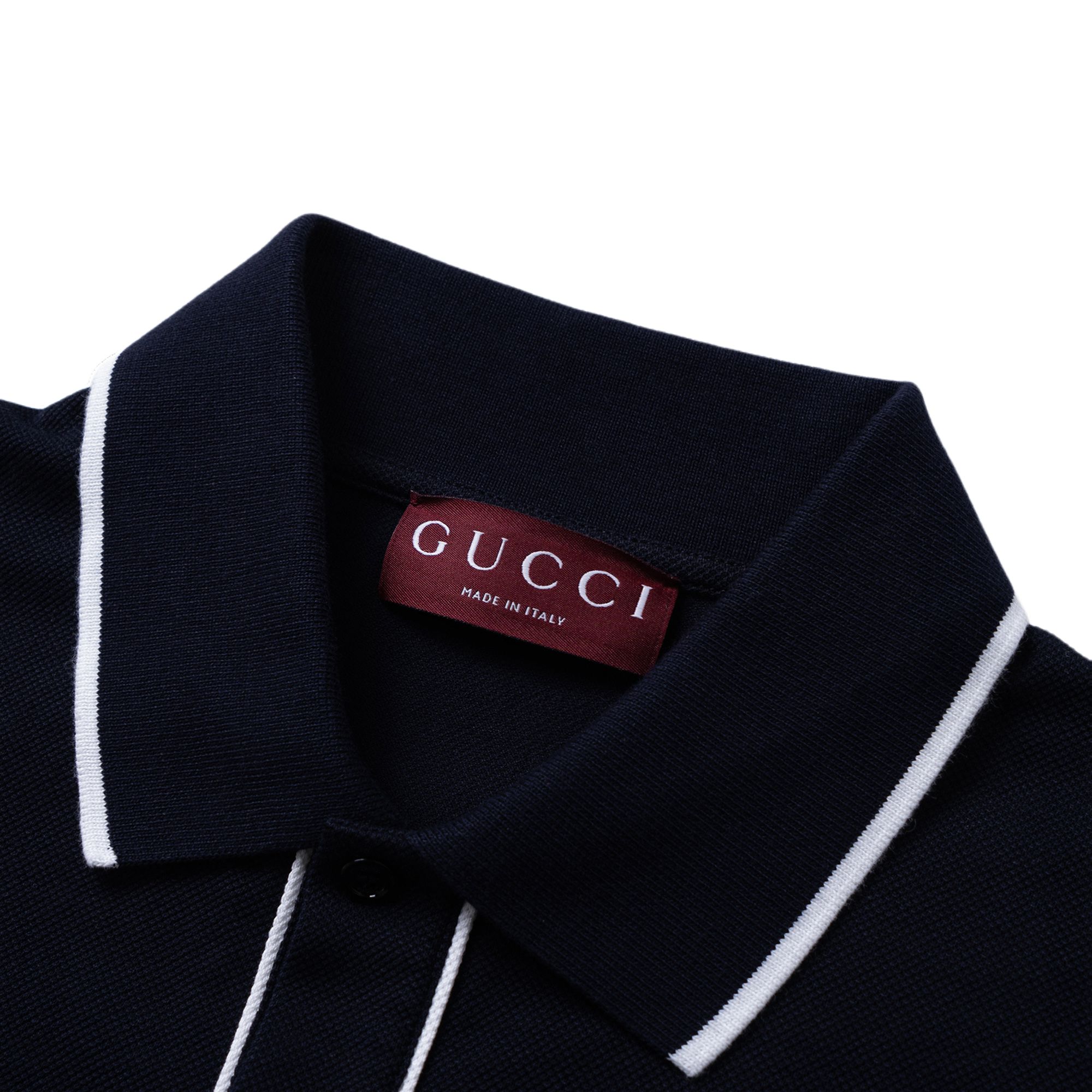 GUCCI  Navy Blue Logo Print Striped Short Sleeve Polo Shirt. 806250-XJG3G-4003 圖 7