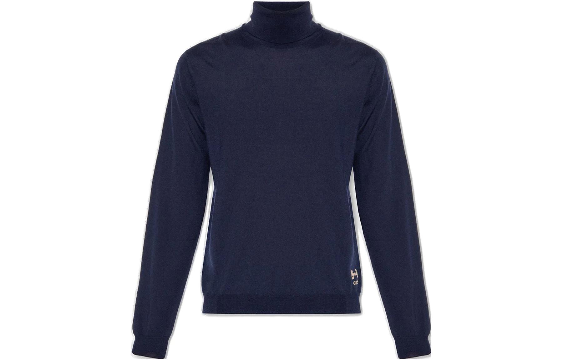 Order GUCCI 海军蓝高领毛衣带简约Logo细节. 729476-XKCOR-4011