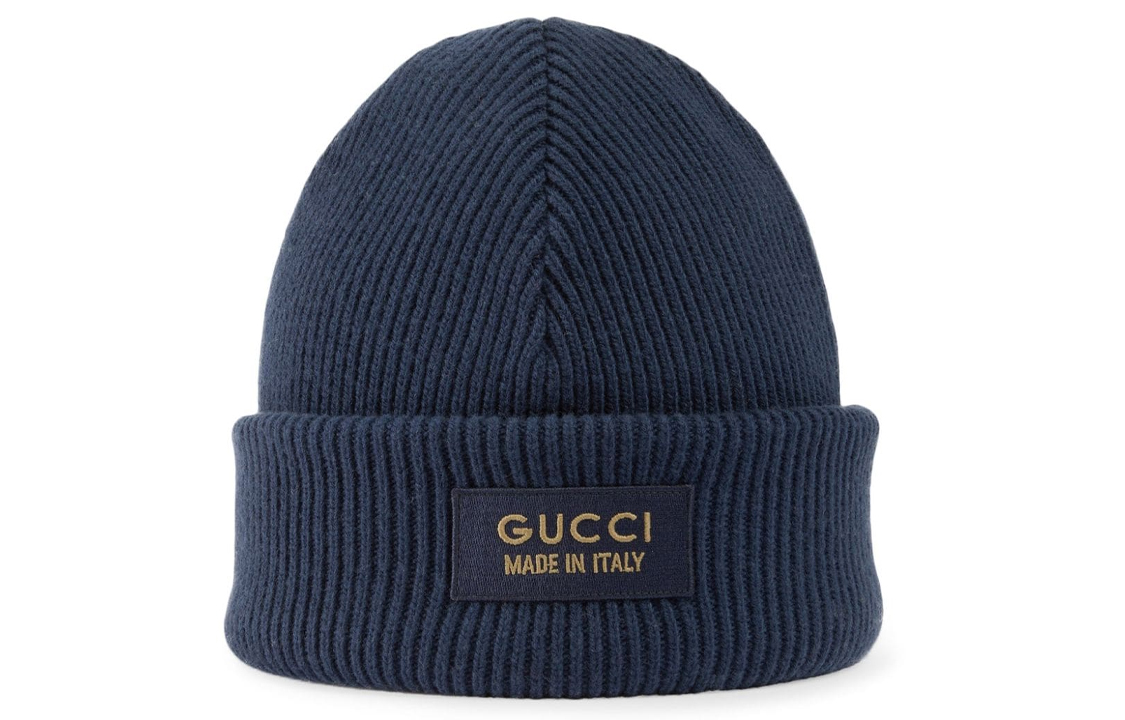 Order GUCCI Topi Beanie Logo Wol Navy. 7725624G200