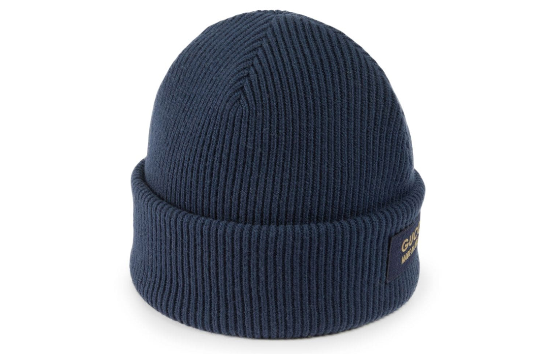 Shop GUCCI Topi Beanie Logo Wol Navy. 7725624G200