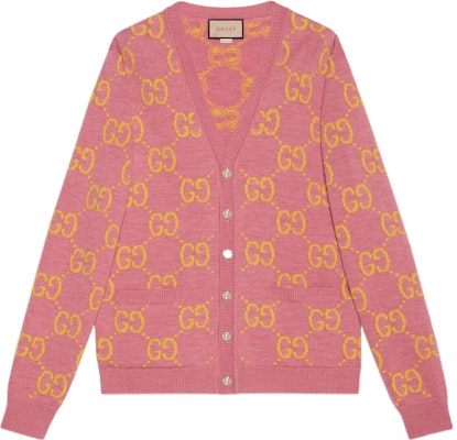 GUCCI Pink Double GV Wool Knit Cardigan Sweater 674043-XKB3V-5874 Order GUCCI Pink Double GV Wool Knit Cardigan Sweater 674043-XKB3V-5874