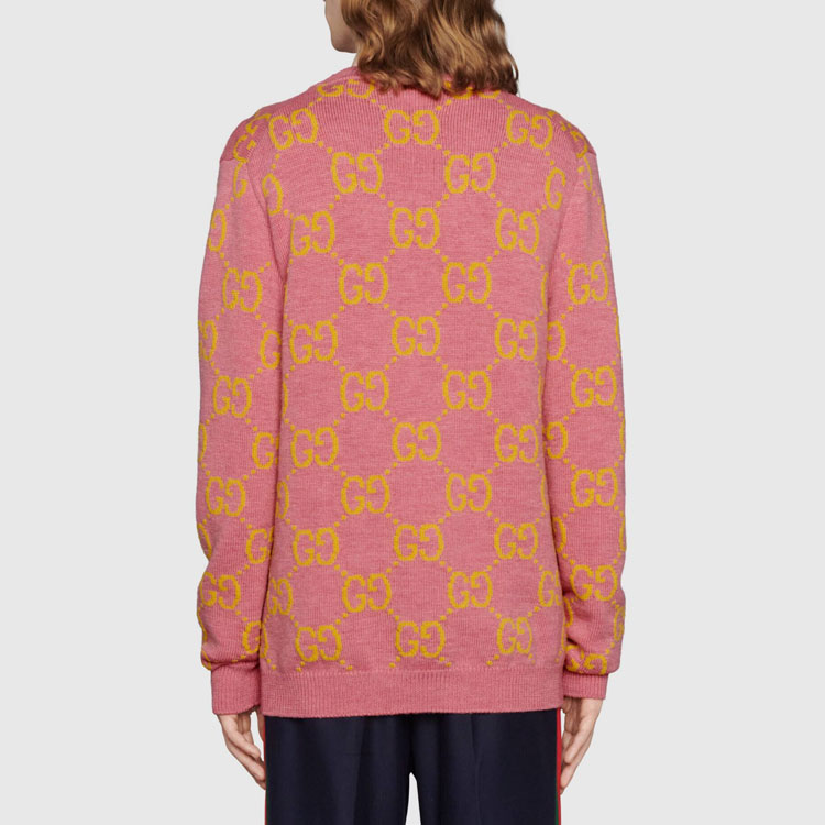Purchase GUCCI  Pink Double GV Wool Knit Cardigan Sweater 674043-XKB3V-5874