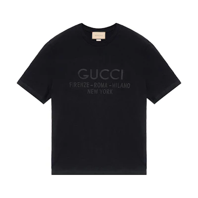 GUCCI Plain Black Crewneck Short Sleeve T-Shirt. 616036XJFZA1000