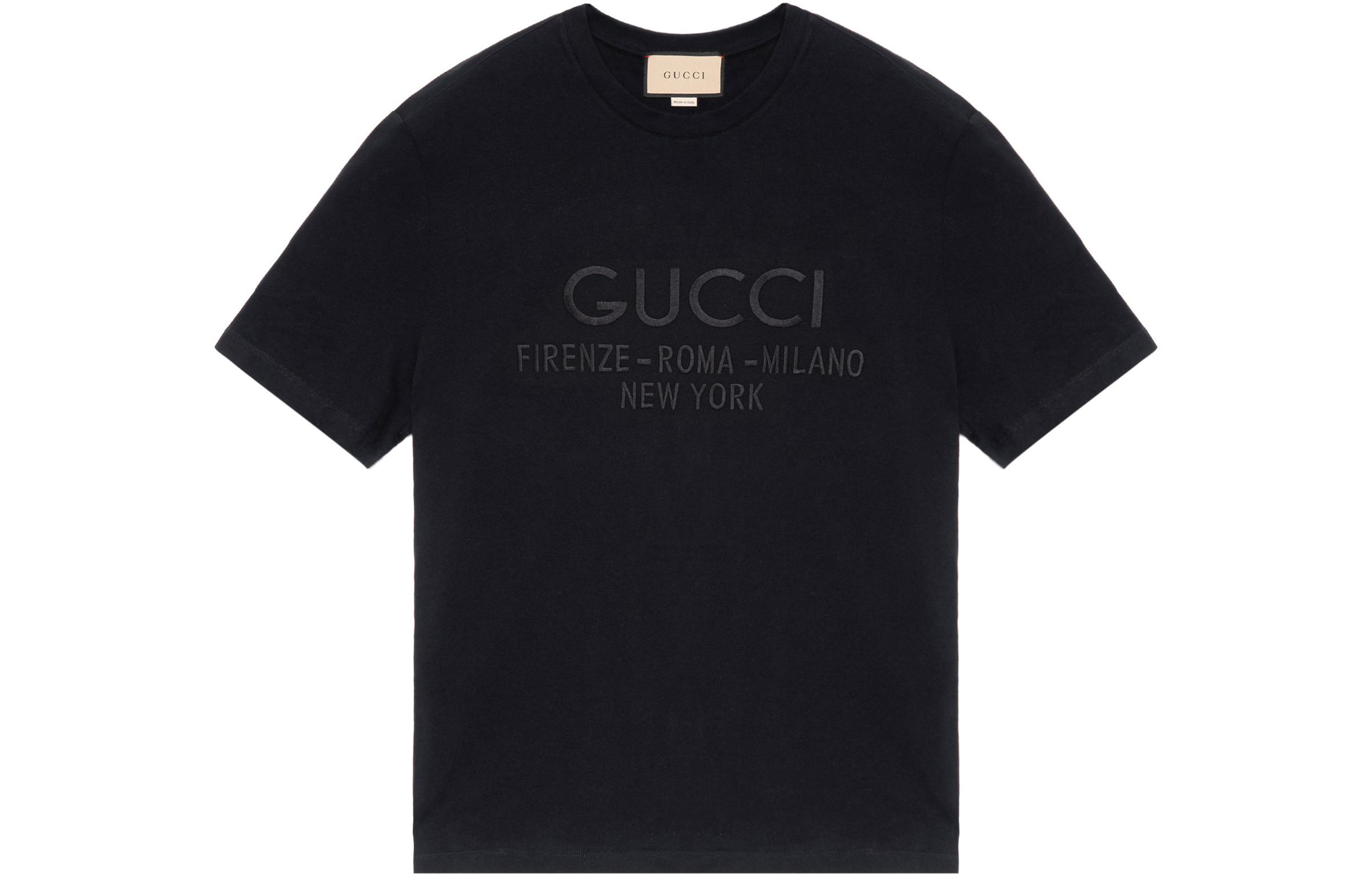 Order GUCCI 純黑色短袖圓領T恤 616036XJFZA1000