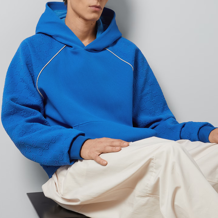 GUCCI  Plain Blue Long-Sleeve Hoodie Sweatshirt. 768578-XJF51-4201 圖 3
