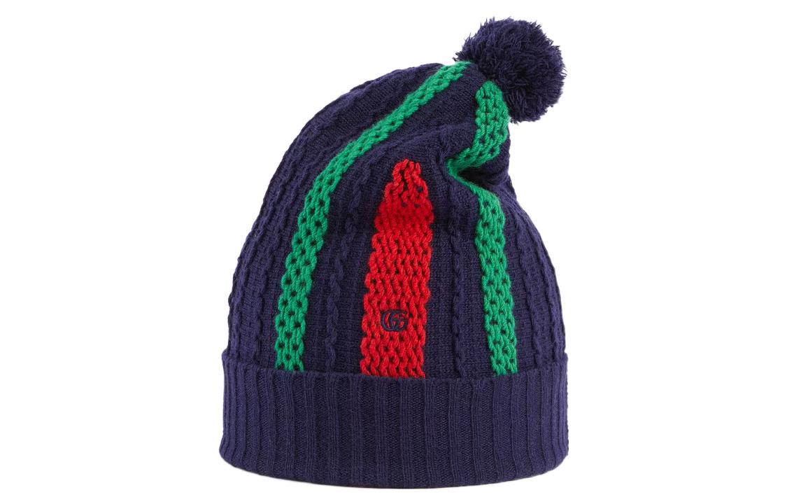 Lookbook GUCCI  Pom-Pom Knit Polyester Beanie in Dark Blue. 722005-4GAFF-6468