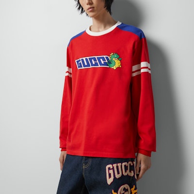 GUCCI Baju Sweatshirt Jalur Cetakan Naga Merah SS24 Tahun Baru Cina. 770917-XJGCI-6229 Purchase GUCCI Baju Sweatshirt Jalur Cetakan Naga Merah SS24 Tahun Baru Cina. 770917-XJGCI-6229