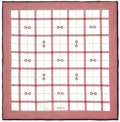 GUCCI Pañuelo Rojo/Blanco a Cuadros de Algodón con Diseño de Mordedura de Caballo 752987-4G101-9273 Buy GUCCI Pañuelo Rojo/Blanco a Cuadros de Algodón con Diseño de Mordedura de Caballo 752987-4G101-9273