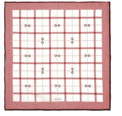 GUCCI Pañuelo Rojo/Blanco a Cuadros de Algodón con Diseño de Mordedura de Caballo 752987-4G101-9273 Order GUCCI Pañuelo Rojo/Blanco a Cuadros de Algodón con Diseño de Mordedura de Caballo 752987-4G101-9273