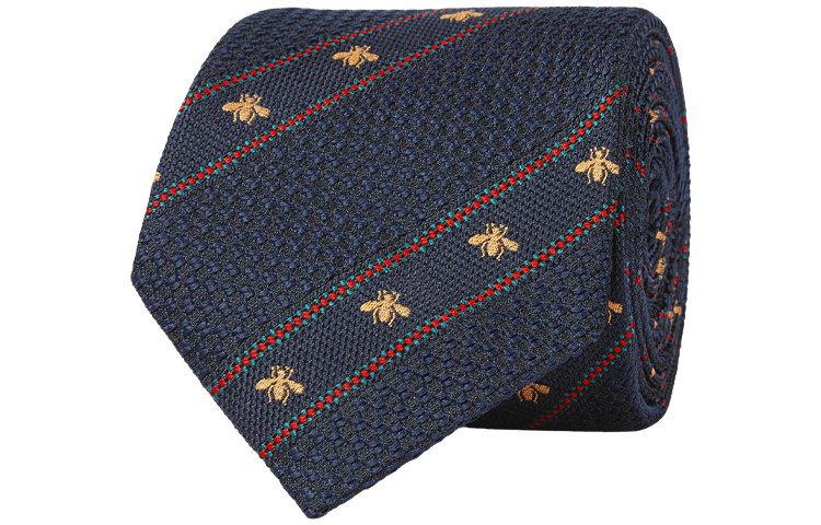 GUCCI Silk Tie with Bee Motif in Sky Blue 451528-4E002-4074 圖 3