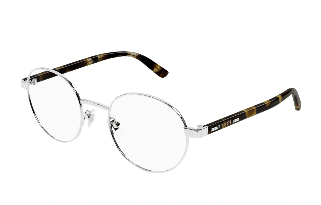 GUCCI  Silver Irregular Optical Glasses with Logo Metal Temples. GG1585O002