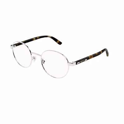 GUCCI Silver Irregular Optical Glasses with Logo Metal Temples. GG1585O002