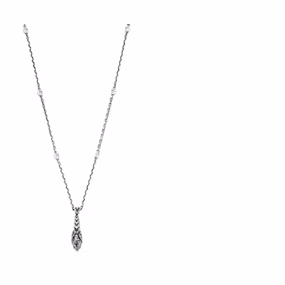 GUCCI Silver Necklace with Tiger Head Pendant 925 Sterling Silver. 656303-J8400-0701