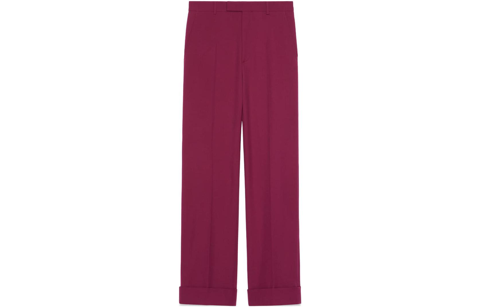 GUCCI  Solid Mid-Rise Straight-Leg Casual Pants Deep Red 751035Z568J6122