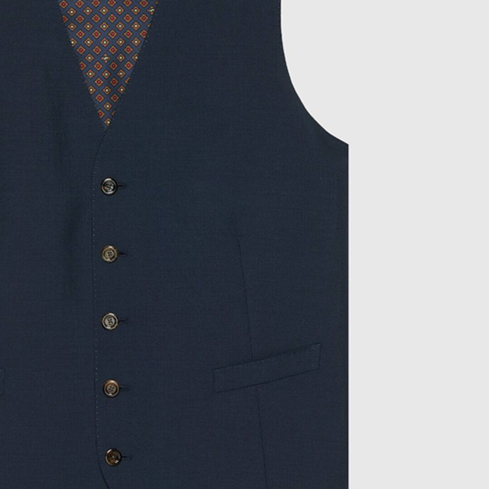 Details for GUCCI  Solid Single-Breasted V-Neck Vest in Deep Blue. 751394-Z596D-4146