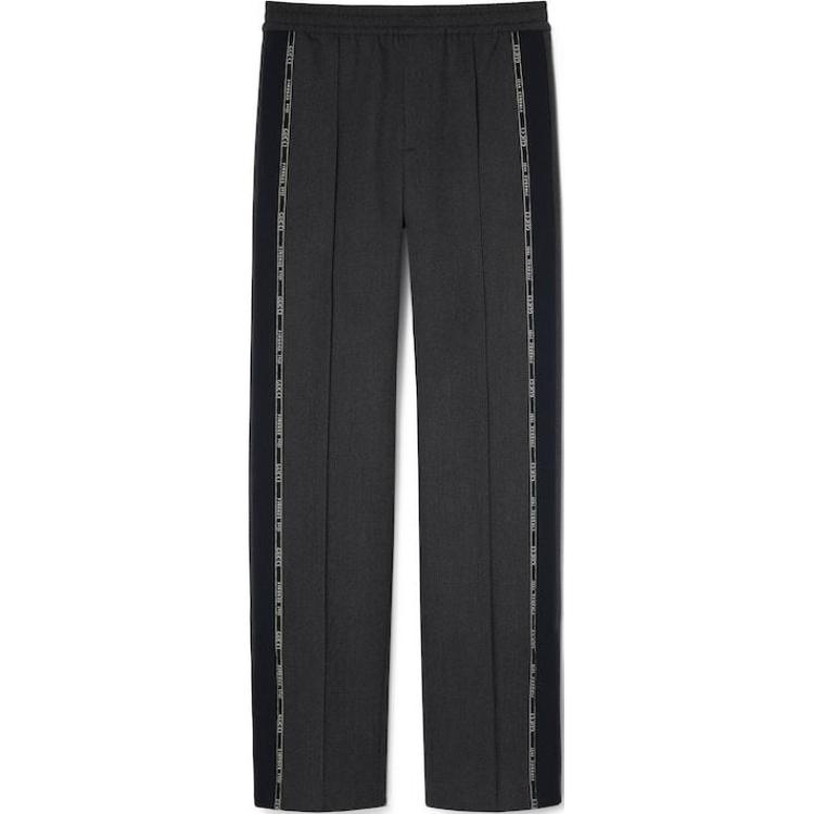 GUCCI  Split Hem Embroidered Casual Pants in Dark Grey and Navy Blue. 798623ZAQ1F