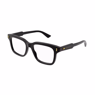 GUCCI Square Black Frame Optical Glasses with Logo and Clear Lenses GG1265O-001