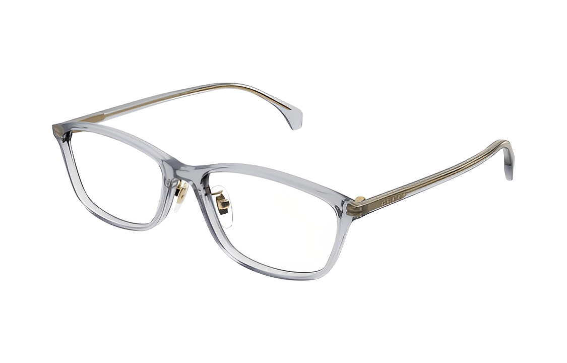 GUCCI  Square Optical Glasses, Thin Frame, Logo Sides, Transparent Gray GG1356OJ-003 圖 2