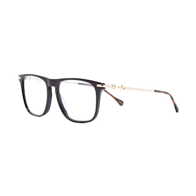 GUCCI Square Optical Glasses Black Acetate Metal Frame with Logo Detail. GG0915S005