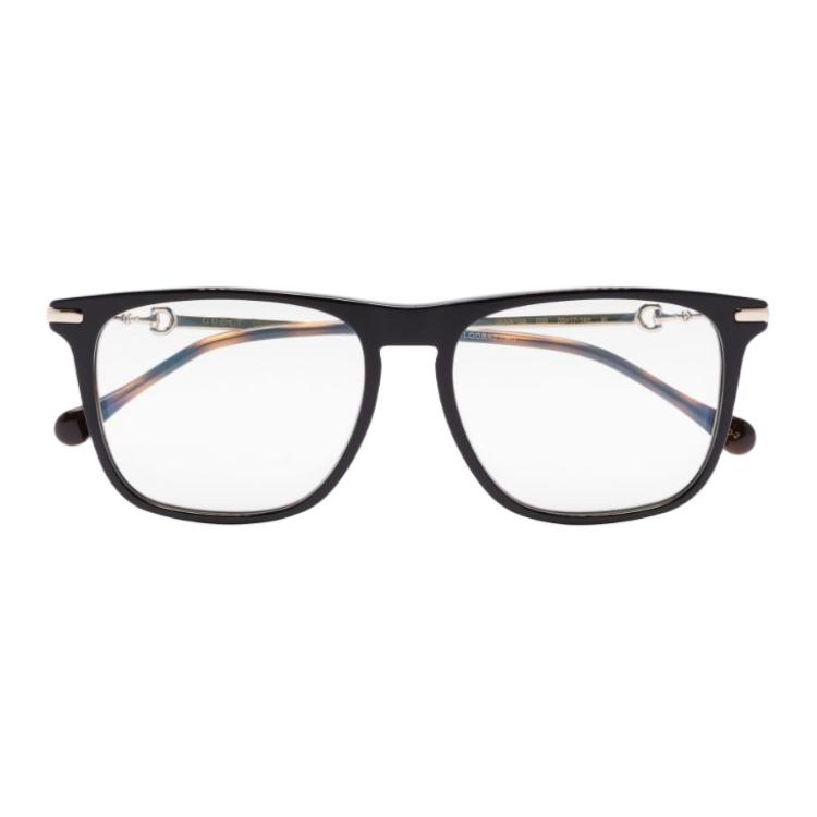 Lookbook GUCCI  Square Optical Glasses Black Acetate Metal Frame with Logo Detail. GG0915S005