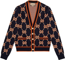GUCCI SS23 Orange V-Neck Sweater with Jacquard Logo Design. 740549-XKC6C-4102 GUCCI SS23 Orange V-Neck Sweater with Jacquard Logo Design. 740549-XKC6C-4102