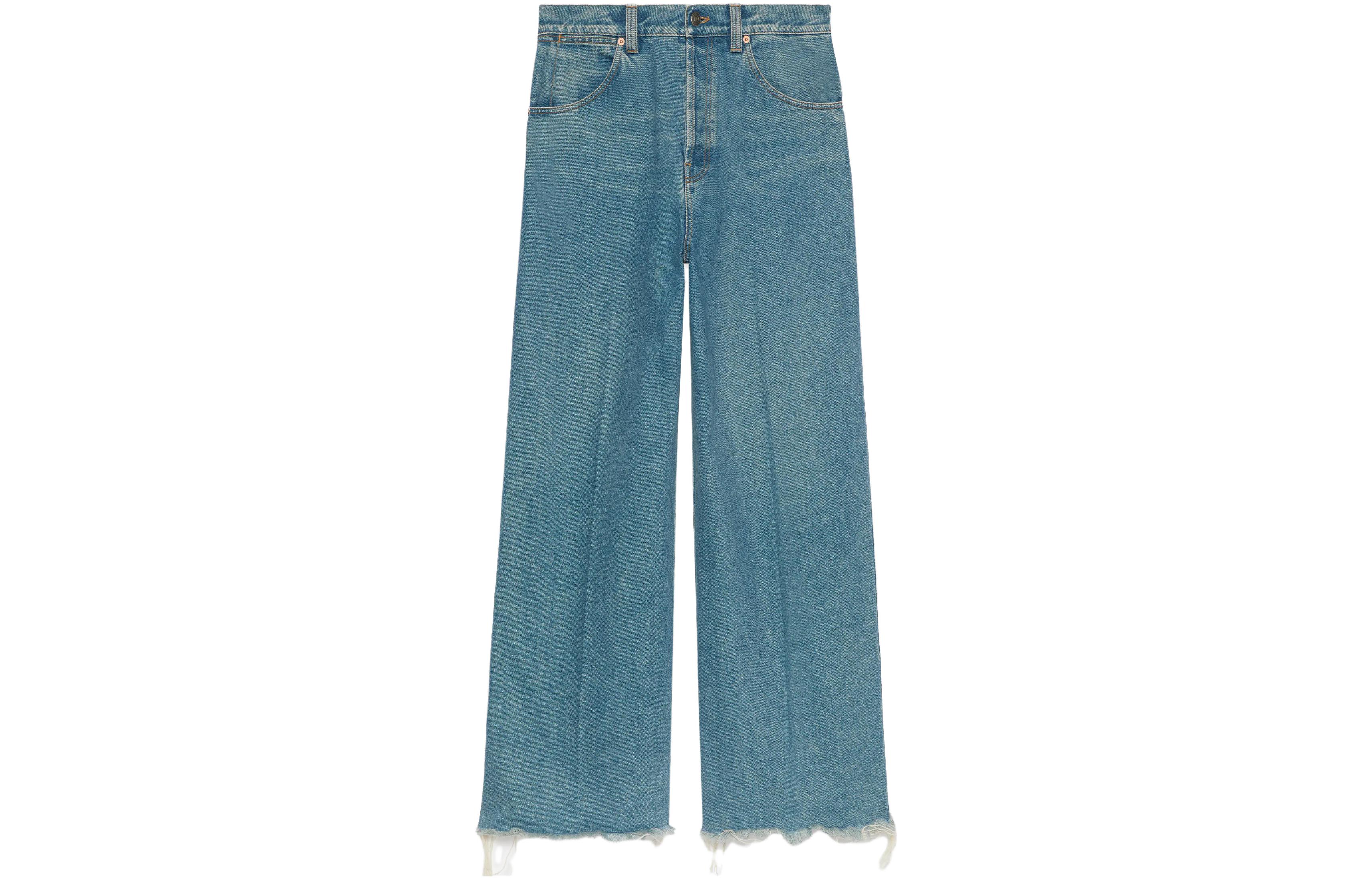 GUCCI  SS24 Washed Straight-Leg Button-Fly Jeans Blue 758153-XDCU0-4011