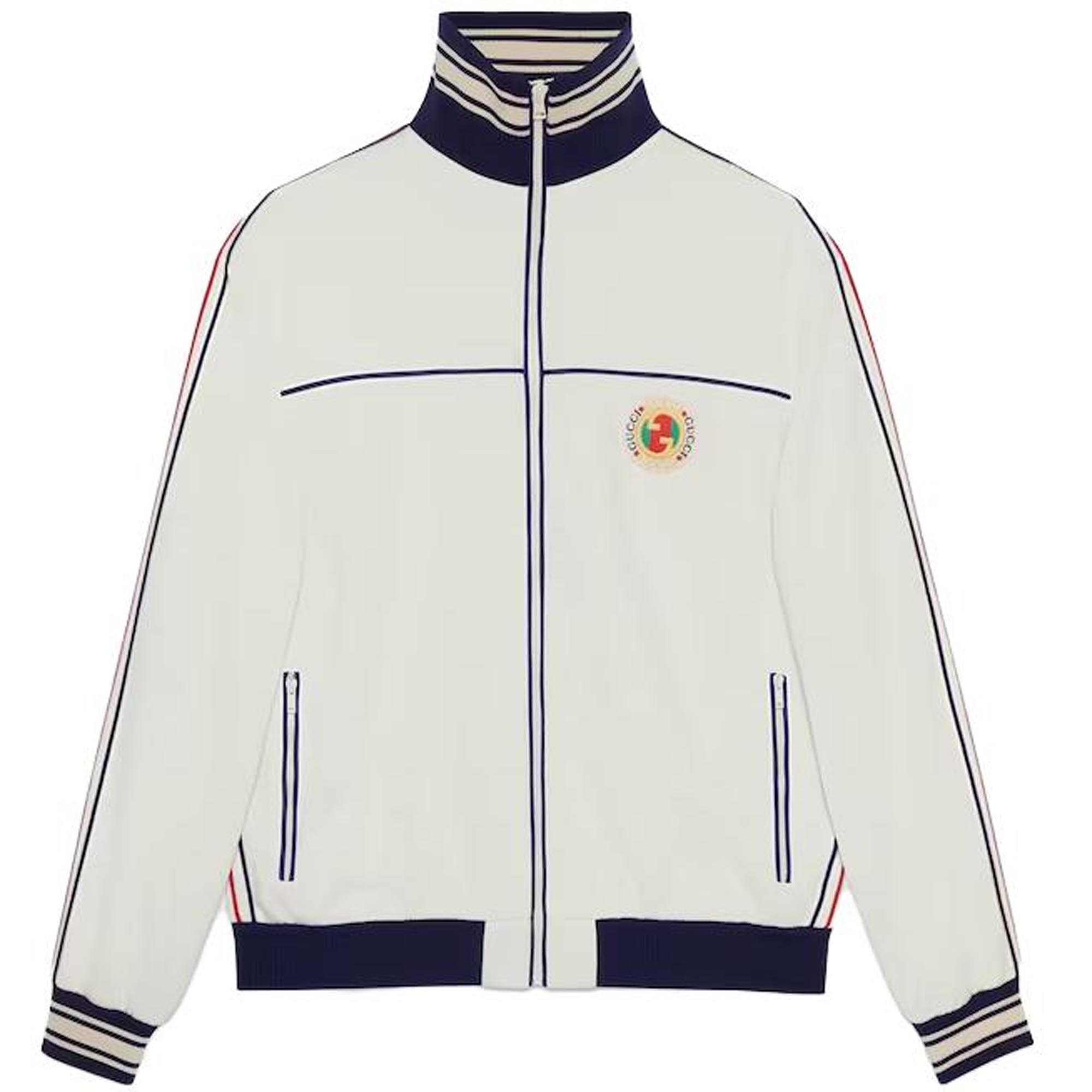 GUCCI  Striped Stand Collar Zip-Up Jacket Black White 752285-XJFTI-9782