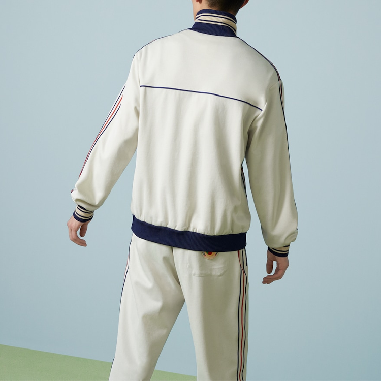 Purchase GUCCI Chaqueta Negra Blanca con Cremallera y Cuello Alto a Rayas 752285-XJFTI-9782