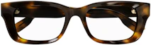 Lookbook GUCCI Bingkai Optik Tortoiseshell Tidak Teratur dengan Logo dalam Asetat Kitar Semula GG1533OA002