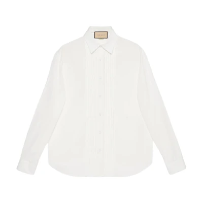 GUCCI White Cotton Poplin Long Sleeve Evening Shirt 762171-ZAPQT-9011