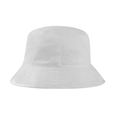 GUCCI White Fisherman Hat with Detail Decor in Cotton and Polyester Blend. 7827334HA8Y9077