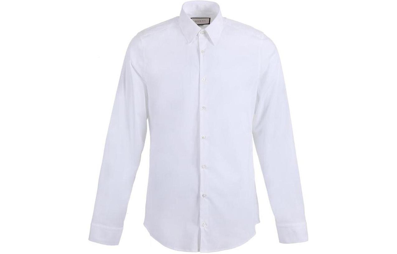 GUCCI  White Long-Sleeve Solid Fit Collared Shirt 337685-Z4656-9000