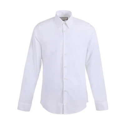 GUCCI White Long-Sleeve Solid Fit Collared Shirt 337685-Z4656-9000