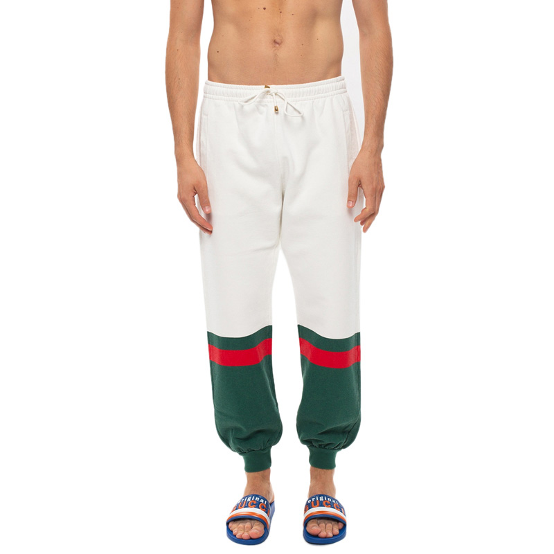 Shop GUCCI Seluar Jogger Putih Mid-Waist Jalur Kontras Knit. 625403-XJCSU-9146