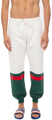 GUCCI White Mid-Waist Contrast Stripe Knit Jogger Pants. 625403-XJCSU-9146 Shop GUCCI White Mid-Waist Contrast Stripe Knit Jogger Pants. 625403-XJCSU-9146